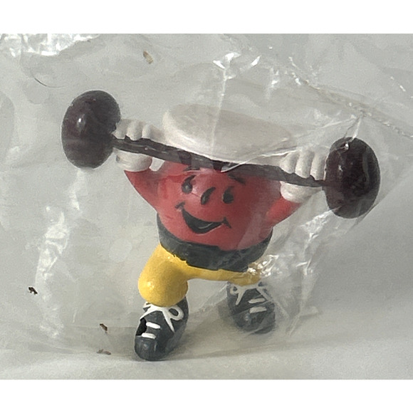 Kool Aid Man Lifting Weights Plastic 1980s Toy Collectible Figure Figurine READ - Picture 2 of 3
